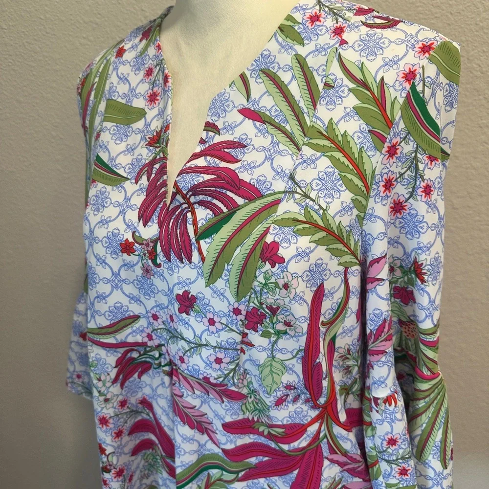 Jude Connally Kerry Dress in White with Pink and Green Floral Print